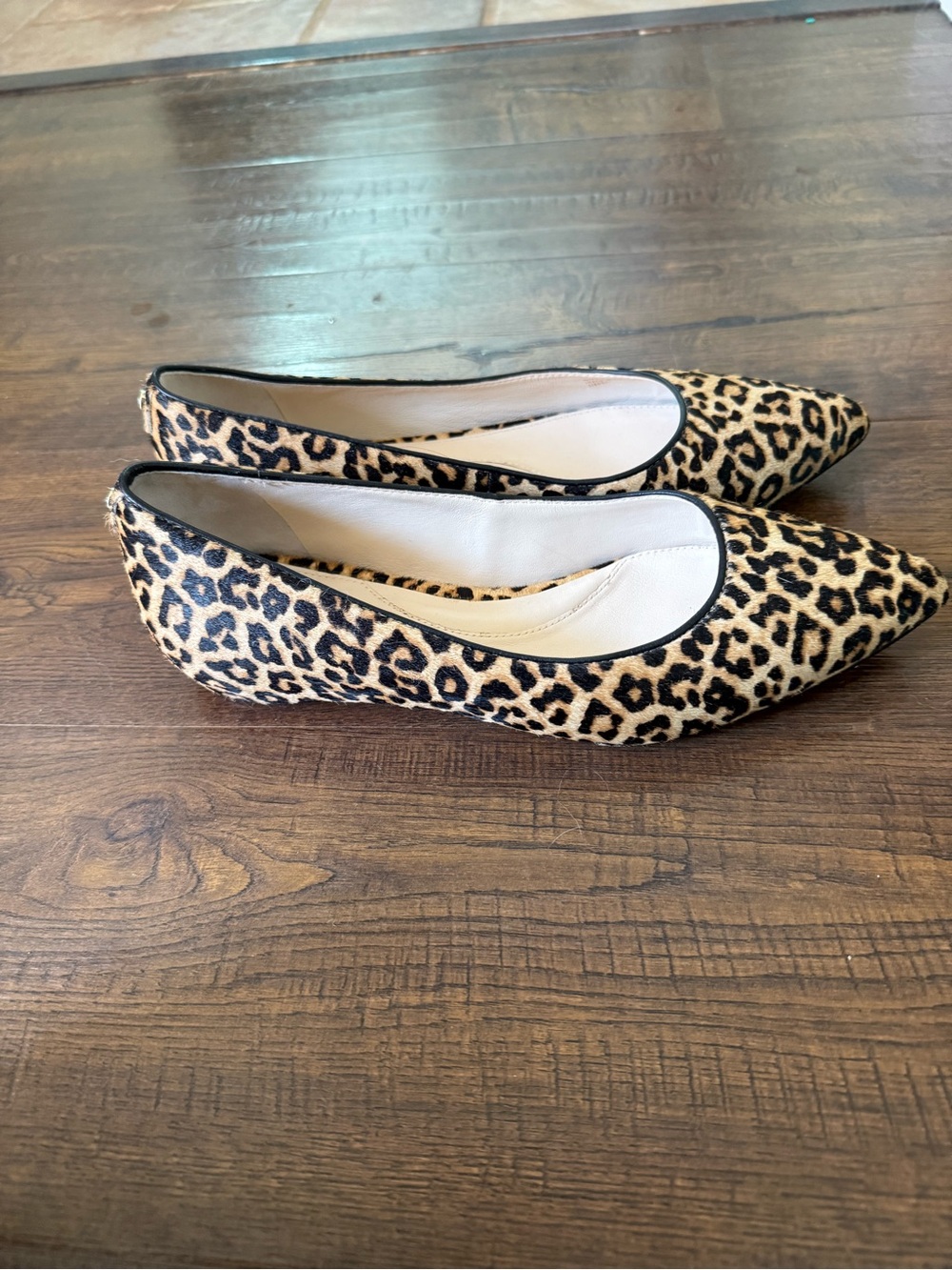 Cole Haan Leopard-Print Pointed Toe Flats - Tan and Black - Picture 2 of 5